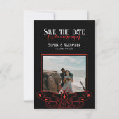 Save The Date Photo gothique Moody Mariage noir et rouge (Devant)