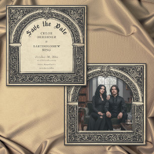 Save The Date Photo gothique sur parchemin médiéval jusqu'à la m