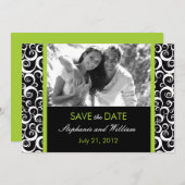 Save The Date Photo Green Swirl Enregistrer la date (Devant / Derrière)