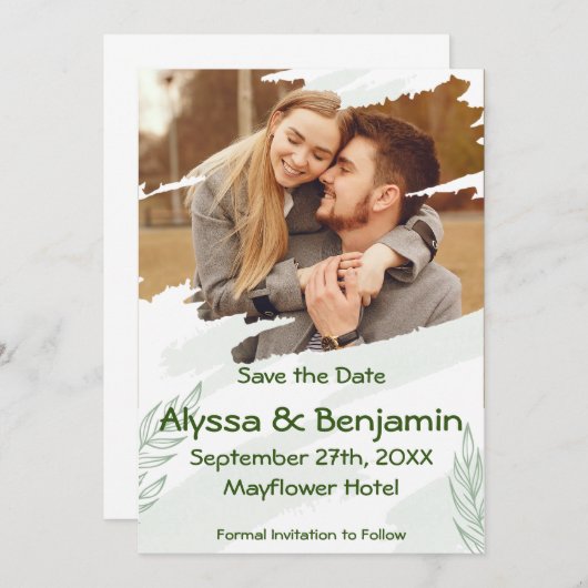 Save The Date Photo Green Torn (Devant / Derrière)