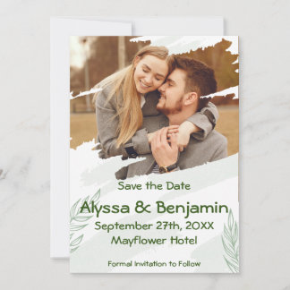 Save The Date Photo Green Torn