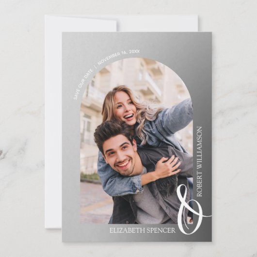 Save The Date Photo Grey Code QR Mariage (Devant)