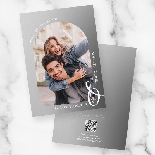 Save The Date Photo Grey Code QR Mariage