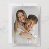 Save The Date photo gris blanc classique déco or monogramme (Dos)