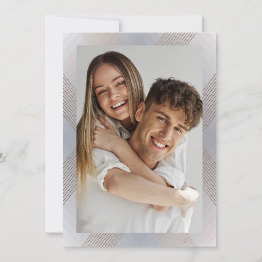 Save The Date photo gris blanc classique déco or monogramme (Dos)