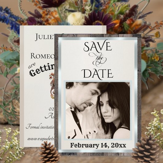 Save The Date Photo & Heart - Crème