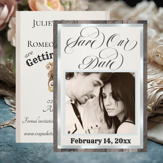 Save The Date Photo & Heart - Crème