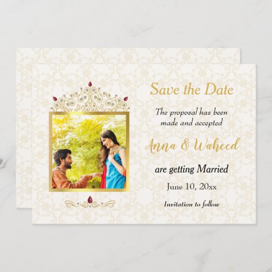 Save The Date Photo hindoue indienne Sauvez la date (Devant / Derrière)