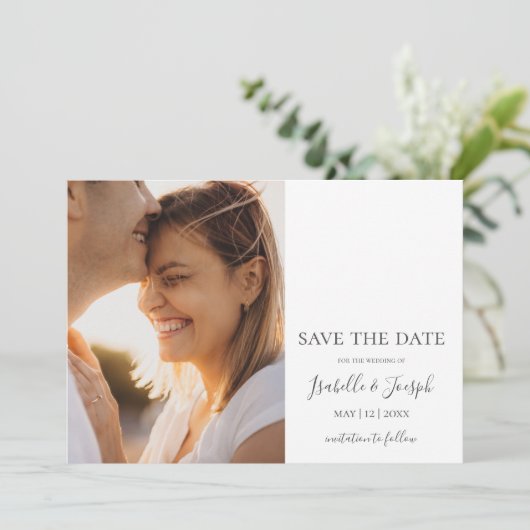 Save The Date Photo horizontale simple et élégante Enregistrer l (Debout devant)
