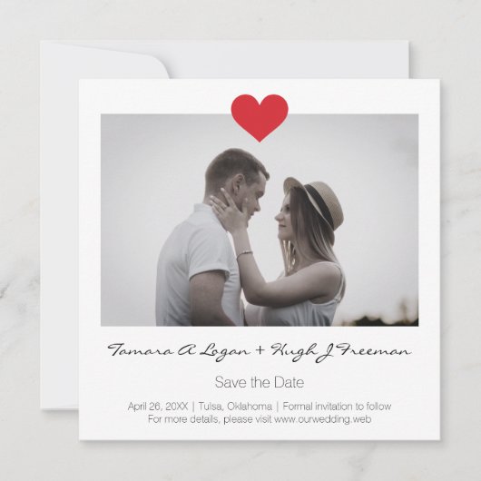 Save The Date Photo Instant with Heart Engaged Couple Wedding (Devant)