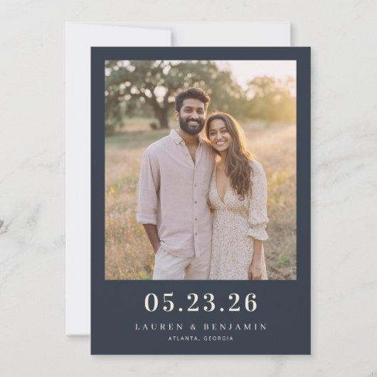 Save The Date Photo Intime Bleu Chaud (Devant)