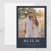 Save The Date Photo Intime Bleu Chaud (Devant / Derrière)