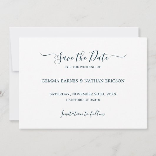 Save The Date Photo Libellé Turquoise Mariage plat Enregistrer L (Dos)