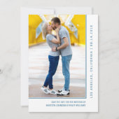 Save The Date Photo ligne simple Enregistrer la date | Bleu (Devant)