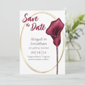 Save The Date Photo Magenta Calla Lily Mariage d'aquarelle (Debout devant)