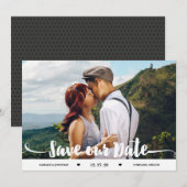 Save The Date Photo manuscrite du script de pinceau Enregistrer  (Devant / Derrière)