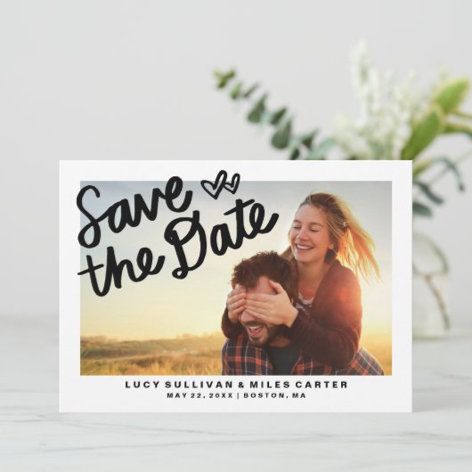 Save The Date Photo manuscrite Enregistrer le cadre de date (Debout devant)