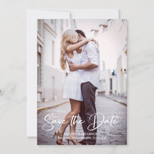 Save The Date Photo manuscrite Mariage moderne Fiançailles (Devant)