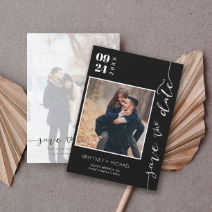 Save The Date Photo manuscrite moderne Enregistrer la date Noir
