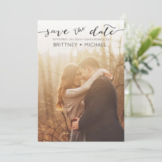 Save The Date Photo manuscrite noir Enregistrer la date (Debout devant)