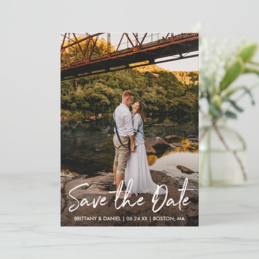 Save The Date Photo manuscrite Script Couple (Debout devant)