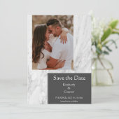 Save The Date Photo Marbré Simple Gris (Debout devant)