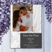 Save The Date Photo Marbré Simple Gris