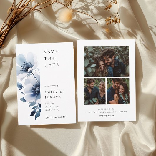 Save The Date Photo Mariage bleu de la marine