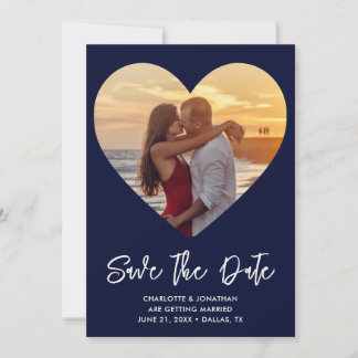 Save The Date Photo Mariage bleu et blanc de la Marine