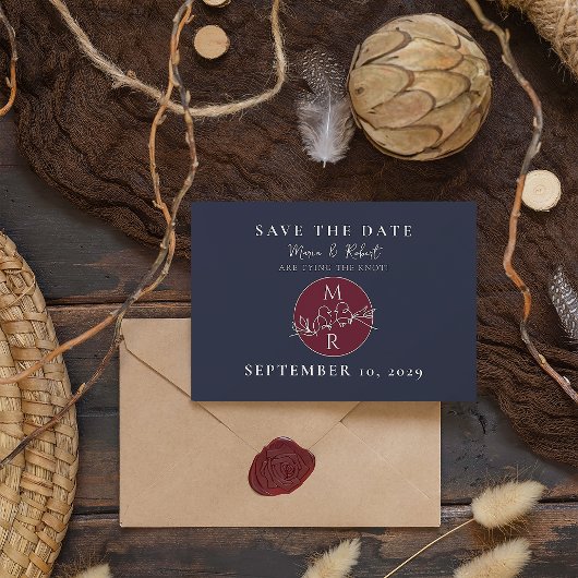 Save The Date Photo Mariage Bleu Marine
