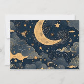 Save The Date Photo Mariage Céleste Bleu Nuit Or (Dos)