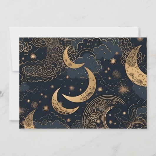 Save The Date Photo Mariage céleste d'or bleu nuit (Dos)