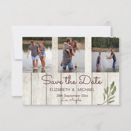 Save The Date Photo Mariage Chic Rustique Moderne Simple (Devant)