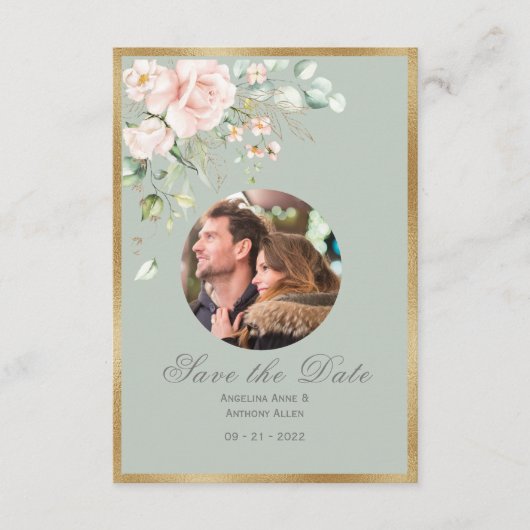 Save The Date Photo Mariage d'aquarelle rose pâle (Devant)