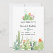 Save The Date Photo Mariage de Cactus aquarelle (Devant)