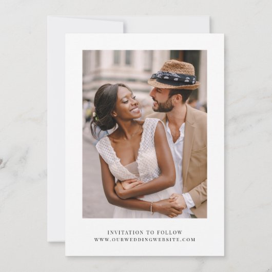 Save The Date Photo Mariage de calligraphie moderne en noir et b (Dos)