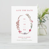 Save The Date Photo Mariage de la couronne de berry d'hiver (Debout devant)