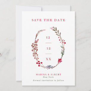 Save The Date Photo Mariage de la couronne de berry d'hiver