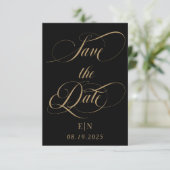 Save The Date Photo Mariage de Monogramme classique noir et or (Debout devant)
