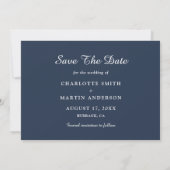 Save The Date Photo Mariage De Script Bleu Marine Enregistrer Le (Dos)