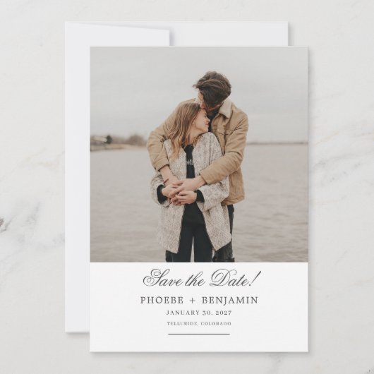 Save The Date Photo Mariage de script élégant (Devant)