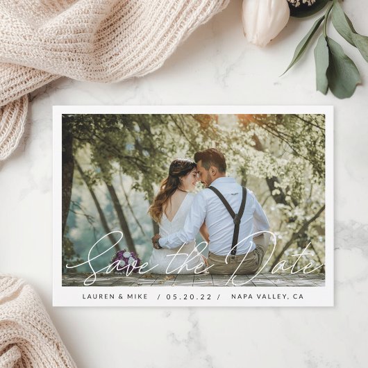 Save The Date Photo Mariage de script main délicate