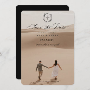 Save The Date Photo Mariage du monogramme de la crête botanique