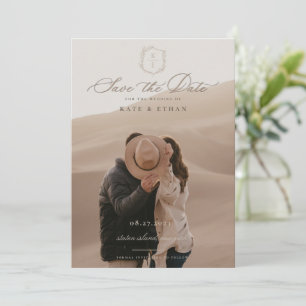 Save The Date Photo Mariage du monogramme de la crête botanique