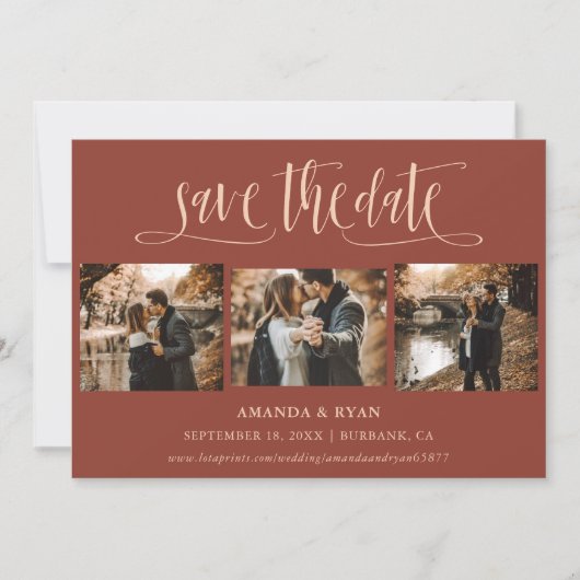 Save The Date Photo Mariage En Terracotta Moderne Enregistrer La (Devant)