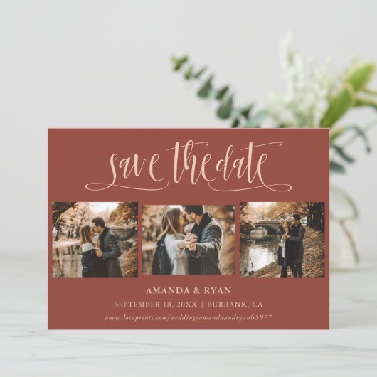Save The Date Photo Mariage En Terracotta Moderne Enregistrer La (Debout devant)