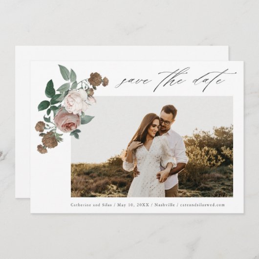 Save The Date Photo Mariage floral (Devant / Derrière)