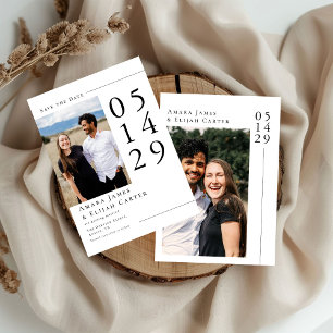 Save The Date Photo Mariage minimaliste moderne noir et blanc