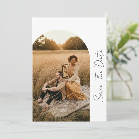 Save The Date Photo Mariage moderne Boho Frame (Debout devant)