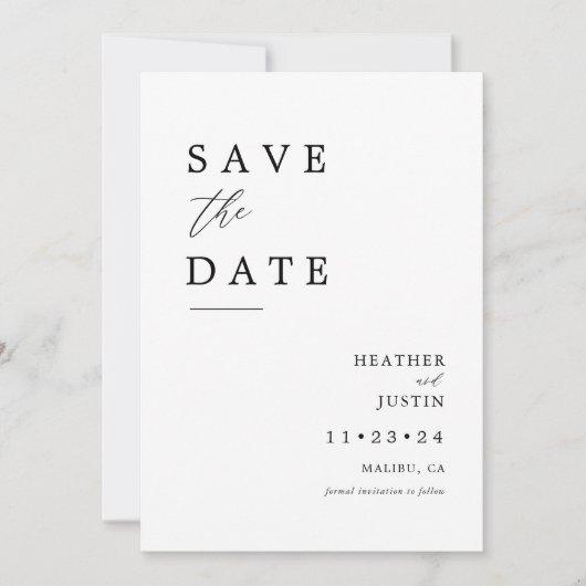 Save The Date Photo Mariage moderne Enregistrer les dates Enregi (Devant)